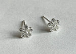 925 Sterling Silver White CZ Flower Earrings