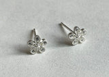 925 Sterling Silver White CZ Flower Earrings