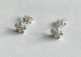 925 Sterling Silver White CZ Flower Earrings