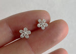 925 Sterling Silver White CZ Flower Earrings