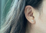 925 Sterling Silver White CZ Flower Earrings