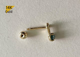 14K Solid Gold Female Symbol  Rough Diamond Barbell Piercing, 22G, 6mm Post