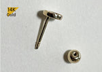 14K Solid Gold  CZ End Barbell  Piercing 22G, 6mm Post Real Gold