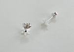 925 Sterling Silver Dainty Shell Flower Stud Earrings