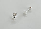 925 Sterling Silver Dainty Shell Flower Stud Earrings