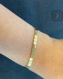 14K Solid Gold Minimal Bracelet, Real Gold Geometric Bracelet, Watch Band Bracelet