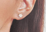 925 Sterling Silver Dainty Shell Flower Stud Earrings