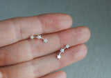 925 Sterling Silver Tiny 3 stars stud earrings - TSE024