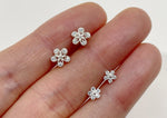 925 Sterling Silver White CZ Flower Earrings