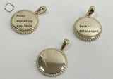 925 Sterling Silver Gold Plated Charm, Mini Disc Pendant Size 14mm