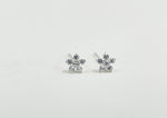 925 Sterling Silver White cz Flower Earrings,  White CZ Double Flower Earrings,