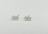 925 Sterling Silver White cz Flower Earrings,  White CZ Double Flower Earrings,