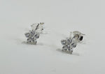 925 Sterling Silver White cz Flower Earrings,  White CZ Double Flower Earrings,