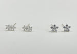 925 Sterling Silver White cz Flower Earrings,  White CZ Double Flower Earrings,