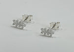 925 Sterling Silver White cz Flower Earrings,  White CZ Double Flower Earrings,