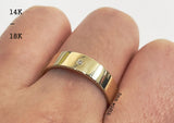 14K, 18K Gold Band Ring, Width 3mm,4mm,5mm,6mm,7mm,8mm, 14K Gold Stone Band Ring