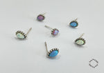 925 Sterling Silver  White/Pink/Blue Synthetic Opal Stud Earrings, OVAL or Drop Shape