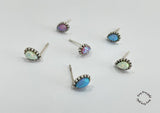 925 Sterling Silver  White/Pink/Blue Synthetic Opal Stud Earrings, OVAL or Drop Shape