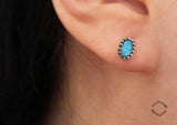 925 Sterling Silver  White/Pink/Blue Synthetic Opal Stud Earrings, OVAL or Drop Shape