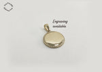 925 Sterling Silver Gold Plated Charm, Mini Disc Pendant Size 14mm