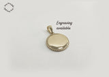 925 Sterling Silver Gold Plated Charm, Mini Disc Pendant Size 14mm