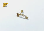 14K Solid Gold CZ Stars Barbell Piercing, 22G, 6mm Post - TGP4503