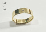 14K, 18K Gold Band Ring, Width 3mm,4mm,5mm,6mm,7mm,8mm, 14K Gold Stone Band Ring