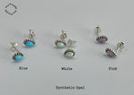 925 Sterling Silver  White/Pink/Blue Synthetic Opal Stud Earrings, OVAL or Drop Shape