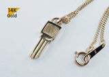 14K Solid Gold Key Necklace