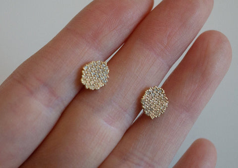 10K Solid Gold CZ Stud Earrings - TGE124