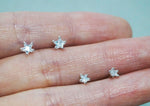 925 Sterling Silver Earrings, White star earring, 3.5mm, 5mm - TSE009