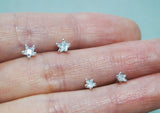 925 Sterling Silver Earrings, White star earring, 3.5mm, 5mm - TSE009