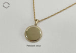 925 Sterling Silver Gold Plated Charm, Mini Disc Pendant Size 14mm