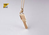 14K Solid Gold Key Necklace