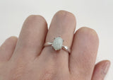 925 Silver Genuine White Moonstone Ring, Genuine  Australia Jade Silver Ring