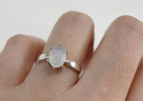 925 Silver Genuine White Moonstone Ring, Genuine  Australia Jade Silver Ring