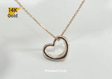 14K Solid Gold Hollow Heart Pendant, Super Lightweight Pendant, 1 pendant