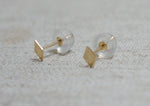 10K Solid Gold Tiny Diamond Stud Earrings Real Gold, Geometric - TGE102