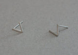 925 Sterling Silver V Earrings, Geometric, Mountain Top stud - TSE017